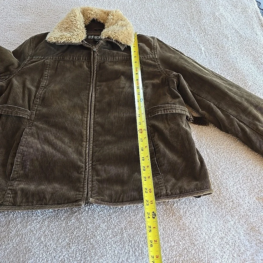 Y2K Static Corduroy Barn Jacket Pennylane Faux Sherpa Trim Chore‎ Coat Brown